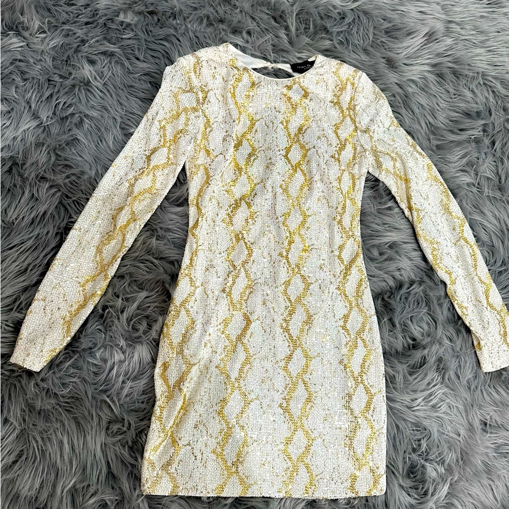Akira dress. White with gold. Small